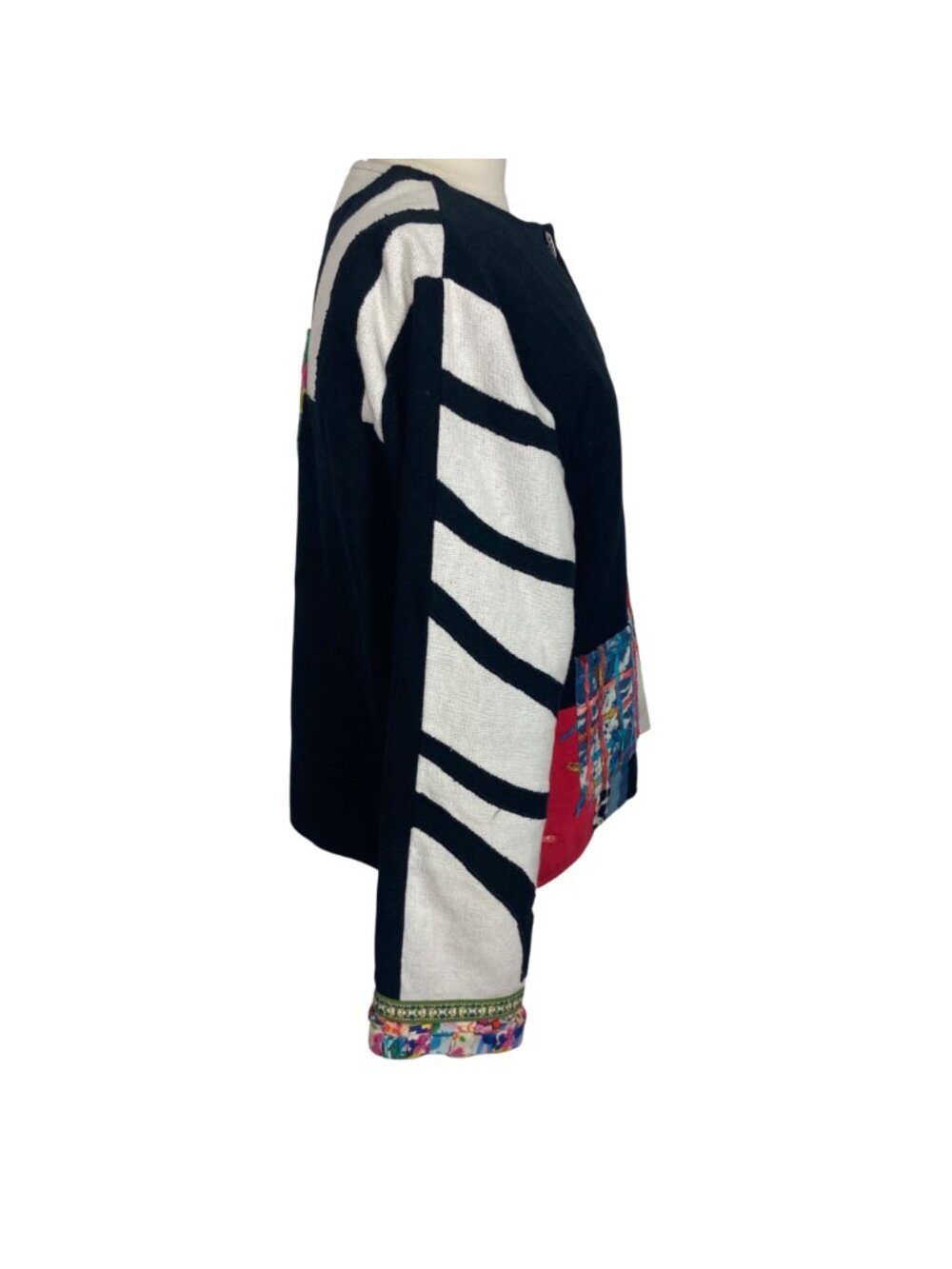 Vintage Parsley & Sage Patchwork Jacket Large Colorful Applique Boho Art to Wear - Picture 8 of 10